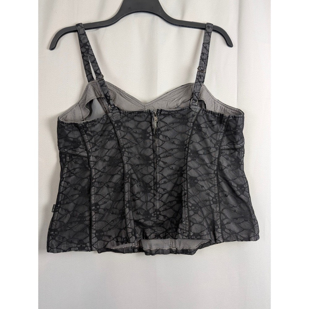 Tripp NYC Corset Cami Top Women Size 2 Black Skull Lace Excellent Goth Rave - Picture 3 of 9